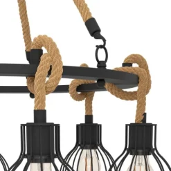 Candeeiro de teto com seis abajures em metal preto RAMPSIDE EGLO 43194