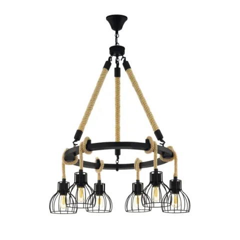 Candeeiro de teto com seis abajures em metal preto RAMPSIDE EGLO 43194