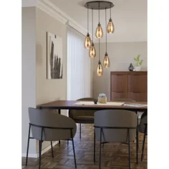 Candeeiro de teto com seis abajures de vidro revestido a cobre SIRACUSA EGLO 39508