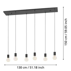 Candeeiro de teto com 6 suportes E27 preto COTILLAS EGLO 390268