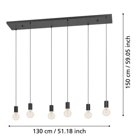 Candeeiro de teto com 6 suportes E27 preto COTILLAS EGLO 390268