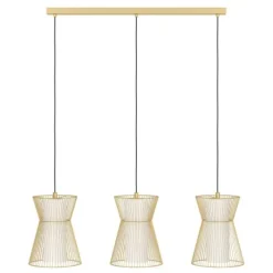 Candeeiro de teto com três abajures de arame dourado MASETA EGLO 99636