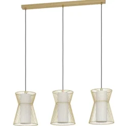 Candeeiro de teto com três abajures de arame dourado MASETA EGLO 99636