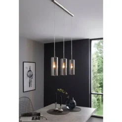 Candeeiro de teto com três abajures em vidro preto fumado SELVINO EGLO 98695