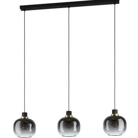 Candeeiro de teto com três abajures esféricos preto e cinzento OILELLA EGLO 99617