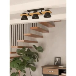 Candeeiro de teto com três abajures em aço preto MACCLES EGLO 43955