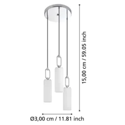 Candeeiro de teto com três abajures de vidro opalino MAJANA EGLO 390128