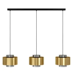 Candeeiro de teto com três abajures de metal latão e vidro preto fumado DUGLIA EGLO 390067