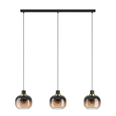 Candeeiro de teto com três abajures esféricos em vidro preto e castanho OILELLA EGLO 99615
