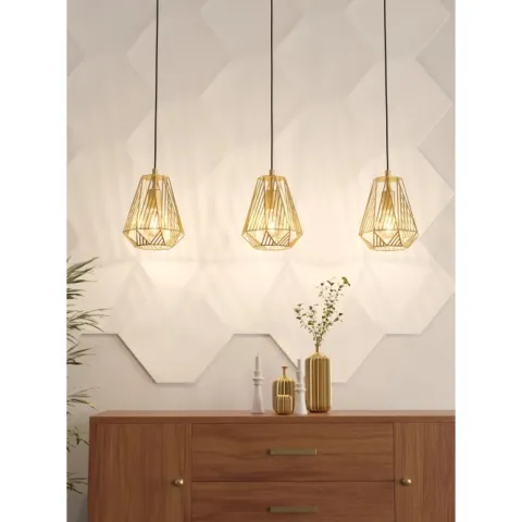 Candeeiro de teto com três abajures em latão escovado STYPE EGLO 43696