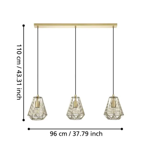 Candeeiro de teto com três abajures em latão escovado STYPE EGLO 43696