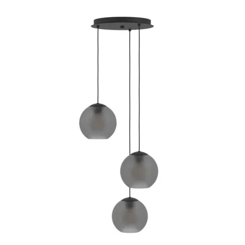 Candeeiro de teto com três lâminas esféricas de vidro mate cinzento ARANGONA EGLO 390213