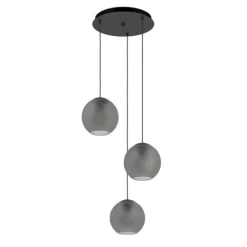 Candeeiro de teto com três lâminas esféricas de vidro mate cinzento ARANGONA EGLO 390213