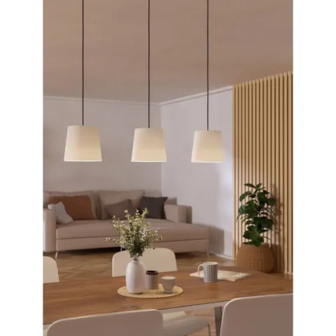 Candeeiro de teto com três soquetes E27 em têxtil preto e branco FEBRES EGLO 901263