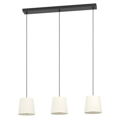 Candeeiro de teto com três soquetes E27 em têxtil preto e branco FEBRES EGLO 901263
