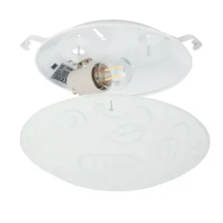 Candeeiro de Teto com Vidro Branco Acetinado e Motivos Florais MARS 1 EGLO 89238