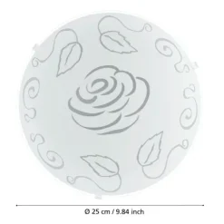 Candeeiro de Teto com Vidro Branco Acetinado e Motivos Florais MARS 1 EGLO 89238