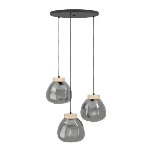 Candeeiro de teto com vidro fumado e madeira MAGACELA EGLO 390319