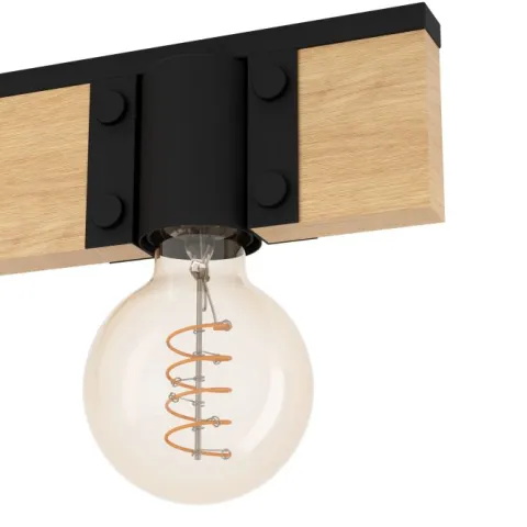 Candeeiro de teto com viga de madeira e metal preto BAILRIGG EGLO 43901
