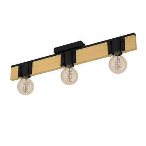 Candeeiro de teto com viga de madeira e metal preto BAILRIGG EGLO 43901