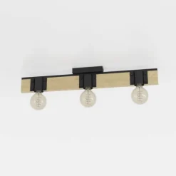 Candeeiro de teto com viga de madeira e metal preto BAILRIGG EGLO 43901