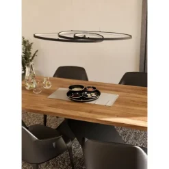 Candeeiro de teto elegante em alumínio e aço preto GIANELLA EGLO 900948
