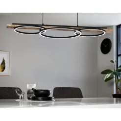 Candeeiro de teto em madeira de pinho e metal preto BOYAL EGLO 99624