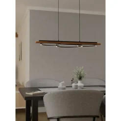 Candeeiro de teto em madeira de pinho e metal preto BOYAL EGLO 99624