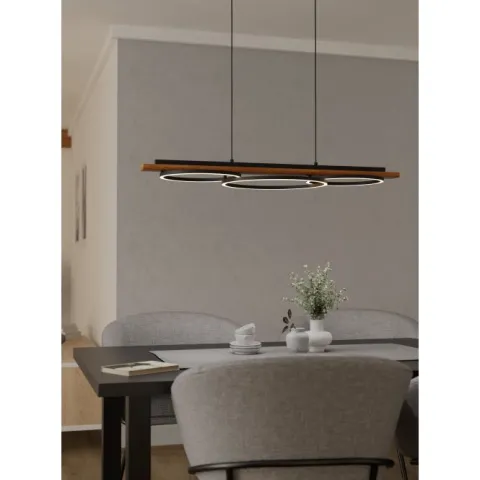 Candeeiro de teto em madeira de pinho e metal preto BOYAL EGLO 99624