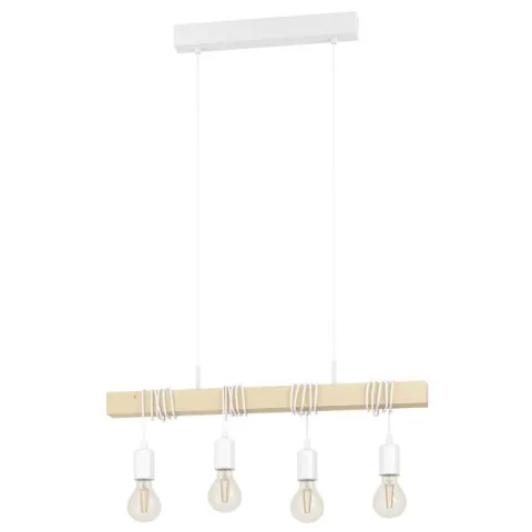 Candeeiro de teto em metal branco e madeira TOWNSHEND EGLO 43704