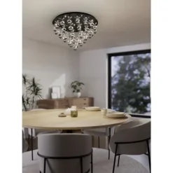 Candeeiro de teto em metal preto com vidro transparente PIANOPOLI 2 EGLO 390276
