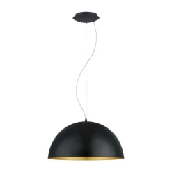 Candeeiro de Teto GAETANO 1 em Aço Preto com Interior Dourado Elegante 94936