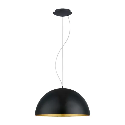 Candeeiro de Teto GAETANO 1 em Aço Preto com Interior Dourado Elegante 94936