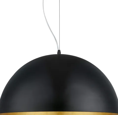 Candeeiro de Teto GAETANO 1 em Aço Preto com Interior Dourado Elegante 94936