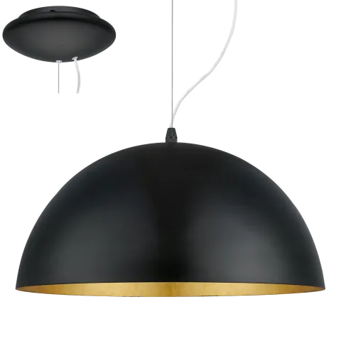 Candeeiro de Teto GAETANO 1 Preto com Interior Dourado 38 cm EGLO 94935