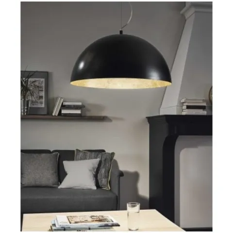 Candeeiro de Teto GAETANO 1 Preto com Interior Dourado 38 cm EGLO 94935