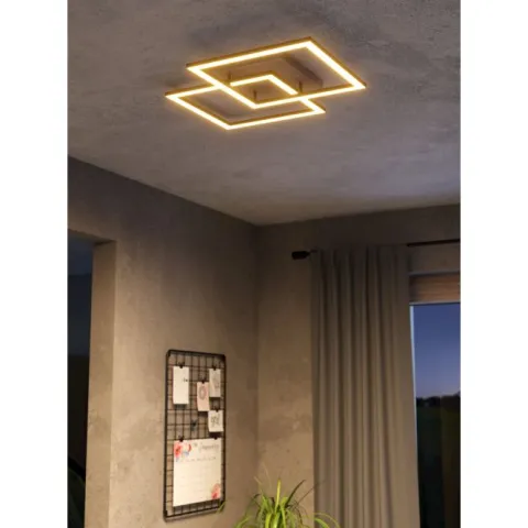 Candeeiro de teto LED com acabamento preto, madeira e branco LOMALTAS-Z EGLO 901744