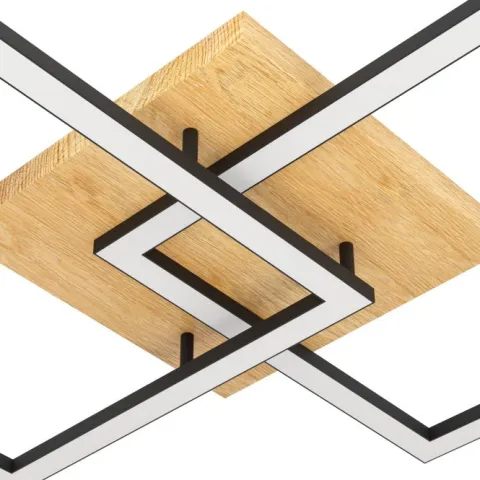 Candeeiro de teto LED com acabamento preto, madeira e branco LOMALTAS-Z EGLO 901744