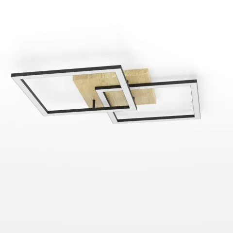 Candeeiro de teto LED com acabamento preto, madeira e branco LOMALTAS-Z EGLO 901744