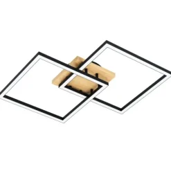 Candeeiro de teto LED com acabamento preto, madeira e branco LOMALTAS-Z EGLO 901744