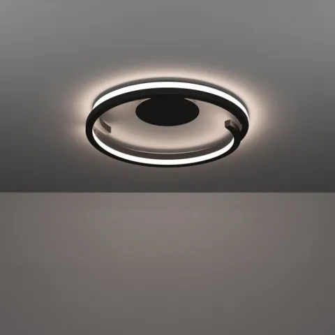 Candeeiro de teto LED com anel aberto curvo preto mate MEZZOMONTE EGLO 901821