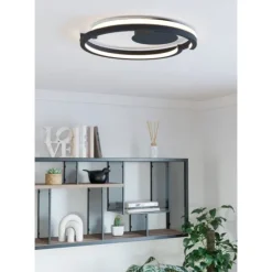 Candeeiro de teto LED com anel aberto curvo preto mate MEZZOMONTE EGLO 901821