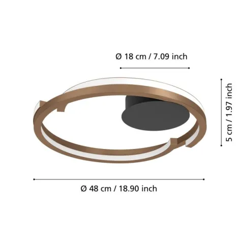 Candeeiro de teto LED com anéis metálicos entrelaçados MEZZOMONTE EGLO 901825
