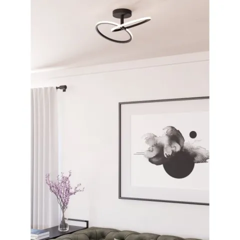 Candeeiro de teto LED com anéis inclinados preto mate CONGIUNTI EGLO 902144