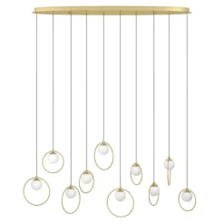 Candeeiro de teto LED com baldaquim em latão e esferas opalas PORTOCOLOM EGLO 390347