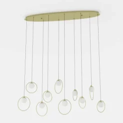 Candeeiro de teto LED com baldaquim em latão e esferas opalas PORTOCOLOM EGLO 390347