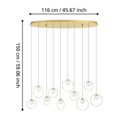 Candeeiro de teto LED com baldaquim em latão e esferas opalas PORTOCOLOM EGLO 390347