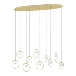 Candeeiro de teto LED com baldaquim em latão e esferas opalas PORTOCOLOM EGLO 390347