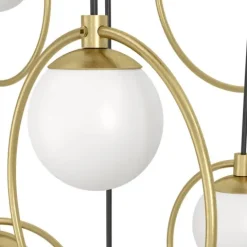 Candeeiro de teto LED com baldaquim em latão e esferas opalas PORTOCOLOM EGLO 390345
