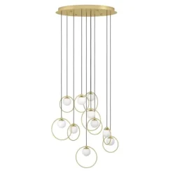 Candeeiro de teto LED com baldaquim em latão e esferas opalas PORTOCOLOM EGLO 390345